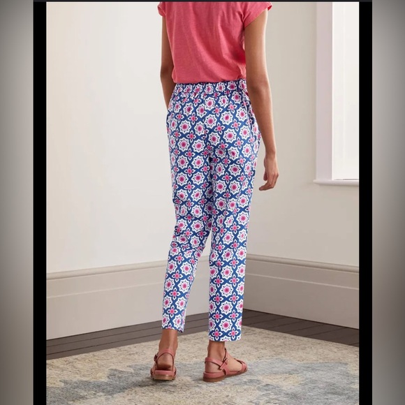 Boden Danby pull on trousers women’s 6P mosaic floral print blue pink‎ white - Picture 2 of 11